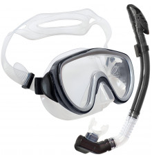 E39240 Набор для плавания взрослый маска+трубка (Силикон) (черный)