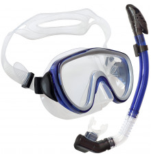E39241 Набор для плавания взрослый маска+трубка (Силикон) (синий)
