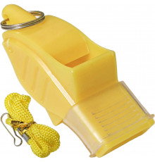 E39266-3 Свисток "Дельфин" пластиковый в боксе, без шарика, на шнурке (желтый)