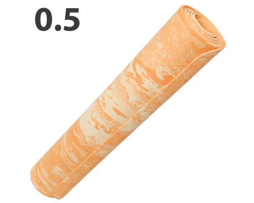 E40034 Коврик для йоги ЭВА 173х61х0,5 см (оранжевый Мрамор)