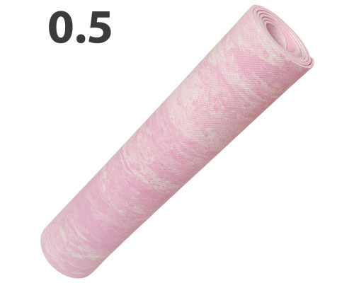 E40035 Коврик для йоги ЭВА 173х61х0,5 см (розовый Мрамор) (147-015)