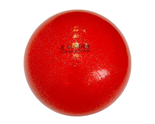 Мяч для художественной гимнастики однотонный,  d=19 см (красный с блестками)