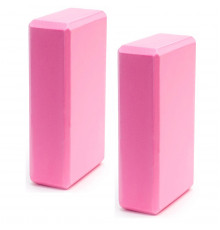 BE300-3 Набор йога блоков полумягких 2 штуки (розовые) 223х150х76мм., из вспененного ЭВА (E40573)