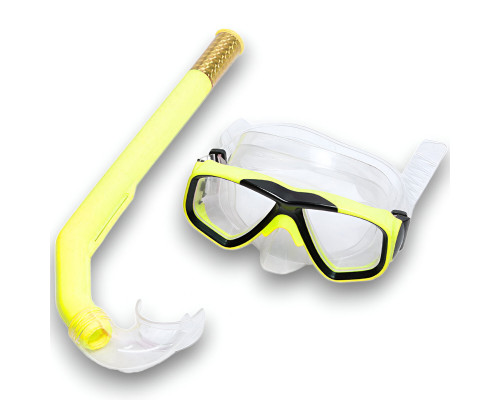 E41217 Набор для плавания детский маска+трубка (ПВХ) (желтый)