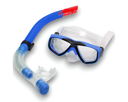 E41219 Набор для плавания детский маска+трубка (ПВХ) (синий)