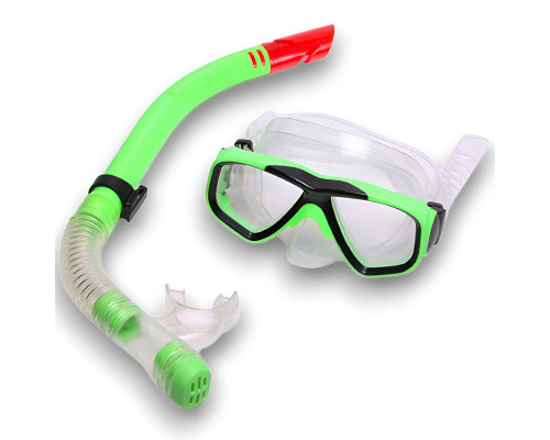 E41221 Набор для плавания детский маска+трубка (ПВХ) (зеленый)