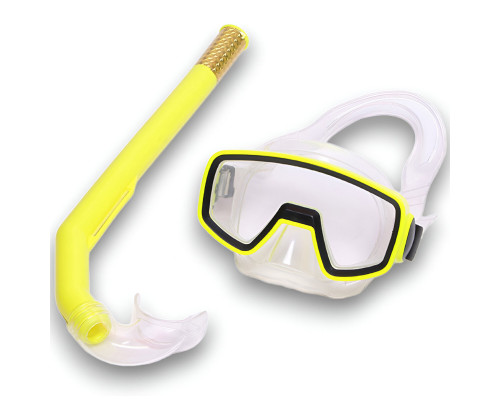 E41223 Набор для плавания детский маска+трубка (ПВХ) (желтый)