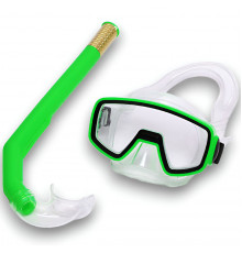E41224 Набор для плавания детский маска+трубка (ПВХ) (зеленый)
