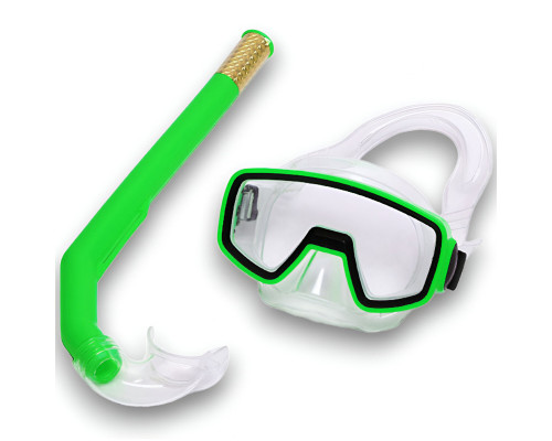E41224 Набор для плавания детский маска+трубка (ПВХ) (зеленый)