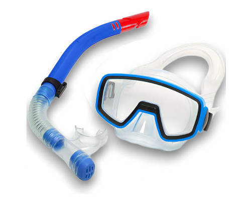 E41225 Набор для плавания детский маска+трубка (ПВХ) (синий)