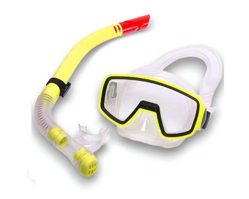 E41226 Набор для плавания детский маска+трубка (ПВХ) (желтый)