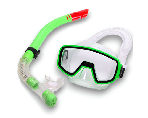 E41227 Набор для плавания детский маска+трубка (ПВХ) (зеленый)