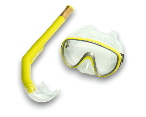 E41229 Набор для плавания взрослый маска+трубка (ПВХ) (желтый)