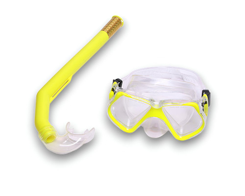 E41232 Набор для плавания взрослый маска+трубка (ПВХ) (желтый)