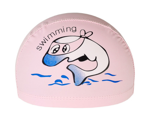 E41273 Шапочка для плавания детская Дельфин (ПУ) (светло розовая)