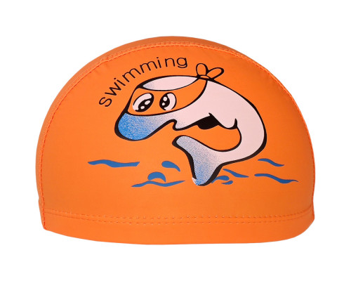 E41275 Шапочка для плавания детская Дельфин (ПУ) (оранжевая)