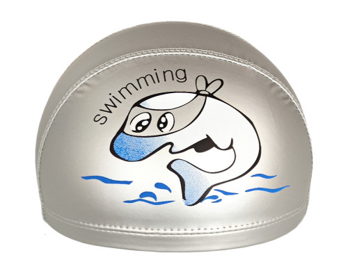 E41279 Шапочка для плавания детская Дельфин (ПУ) (металик)