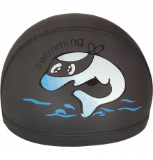E41280 Шапочка для плавания детская Дельфин (ПУ) (черная)