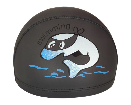 E41280 Шапочка для плавания детская Дельфин (ПУ) (черная)