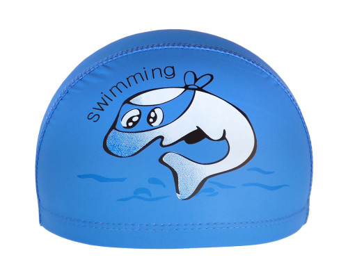 E41281 Шапочка для плавания детская Дельфин (ПУ) (синяя)