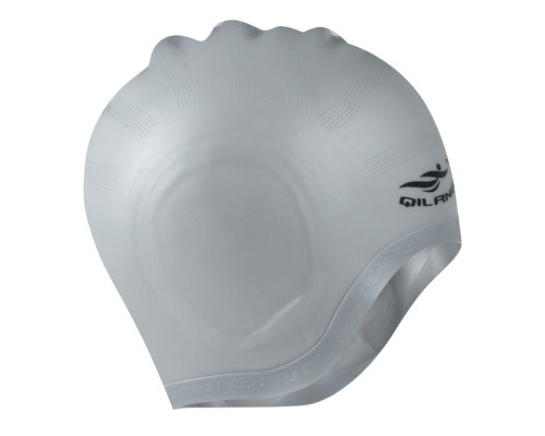 E41550 Шапочка для плавания силиконовая анатомическая (серебро)