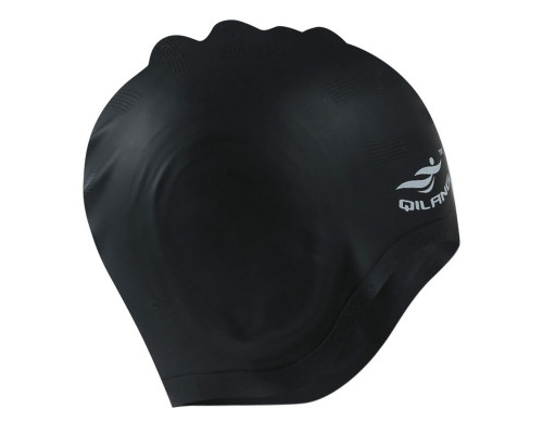 E41551 Шапочка для плавания силиконовая анатомическая (черная)