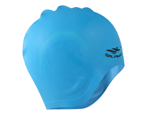 E41553 Шапочка для плавания силиконовая анатомическая (голубая)