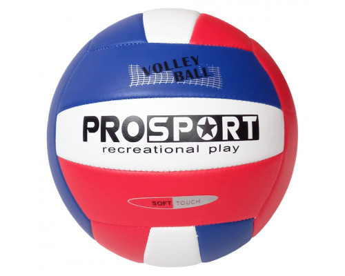 E40006-1 Мяч волейбольный (бело/сине/красный), PU 2.7, 235 гр, машинная сшивка