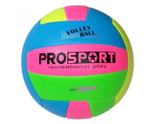 E40006-3 Мяч волейбольный (розово/салат/голубой), PU 2.7, 235 гр, машинная сшивка
