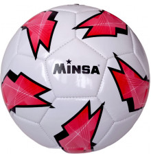 E39970/5-9073-1 Мяч футбольный "Minsa B5-9073" (красный), PVC 2.7, 345 гр, машинная сшивка
