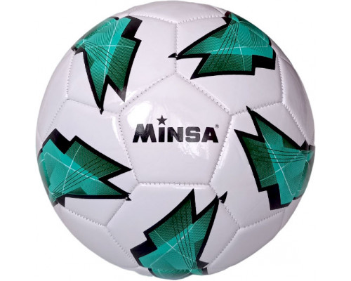 E39970/5-9073-4 Мяч футбольный "Minsa B5-9073" (зеленый), PVC 2.7, 345 гр, машинная сшивка