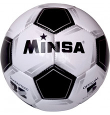 E39970/5-9035-1 Мяч футбольный "Minsa B5-9035" (черный), PVC 2.7, 345 гр, машинная сшивка