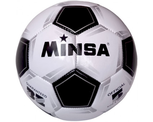 E39970/5-9035-1 Мяч футбольный "Minsa B5-9035" (черный), PVC 2.7, 345 гр, машинная сшивка