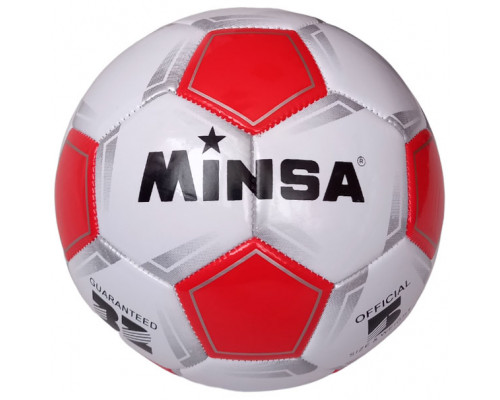 E39970/5-9035-4 Мяч футбольный "Minsa B5-9035" (красный), PVC 2.7, 345 гр, машинная сшивка