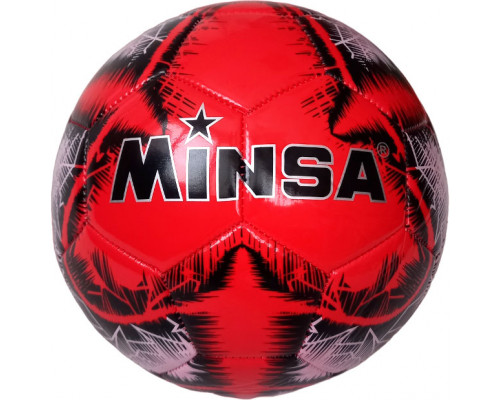 E39970/5-8901-1 Мяч футбольный "Minsa B5-8901" (красный), PVC 2.7, 345 гр, машинная сшивка
