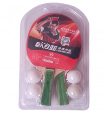 T07530-6 Набор для настольного тенниса (2 ракетки 4 шарика) (зеленый)