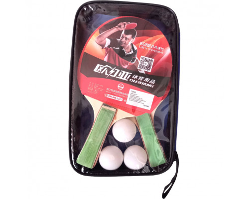 T07532-3 Набор для настольного тенниса (2 ракетки 3 шарика) (зеленый)