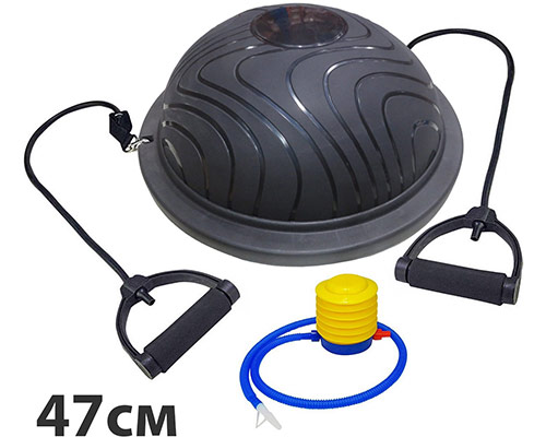 BOSU302 Полусфера BOSU гимнастическая, 47см., (черная) в комплекте с насосом (HKGB2101-47)