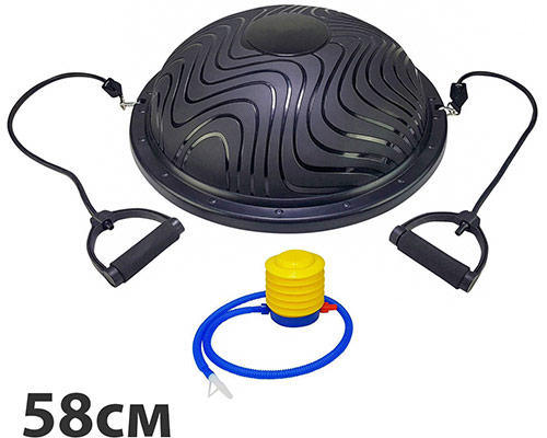 BOSU302 Полусфера BOSU гимнастическая, 58см., (черная) в комплекте с насосом (HKGB2101-58)