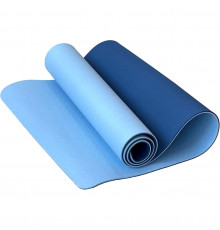 E42688-2 Коврик для йоги ТПЕ 183х61х0,6 см (голубо/синий)