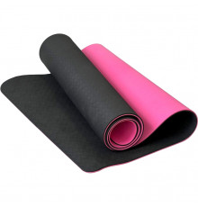 E42688-3 Коврик для йоги ТПЕ 183х61х0,6 см (черно/розовый)