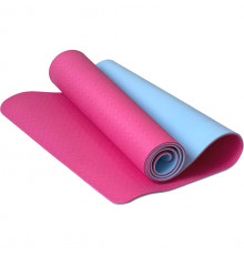 E42688-4 Коврик для йоги ТПЕ 183х61х0,6 см (розово/голубой)
