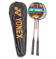 E43164-3 Набор для бадминтона "Yonex" replika (2 ракетки в чехле) (оранжево/зеленый)