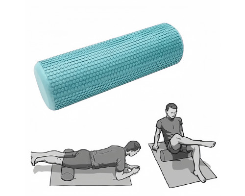 E45940 Ролик для йоги полумягкий (ЭВА) Профи 60x15cm (бирюзовый)